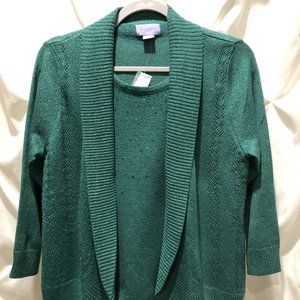 Laura Scott Women’s Green Metallic Top Holiday Sweater NWT Size SP
